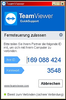 Start der schnellen Hilfe, Klick bringt das Programm zu Ihnen!