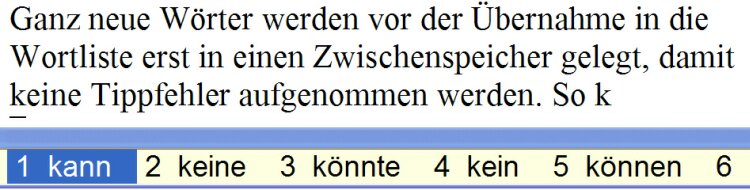 WordQ Vorhersagebalken