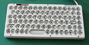 Graue Kleintastatur mit Grobuchstaben und Fingerfhrung (ta-20130-10)