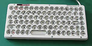Graue Kleintastatur mit Gro�buchstaben und Fingerf�hrung (ta-20130-10)