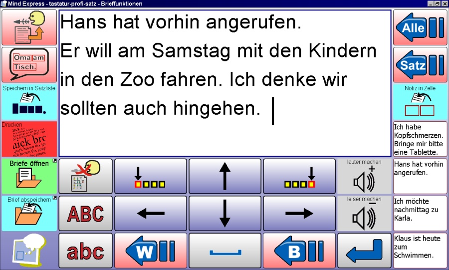 Mitteilung mit Schriftsprache